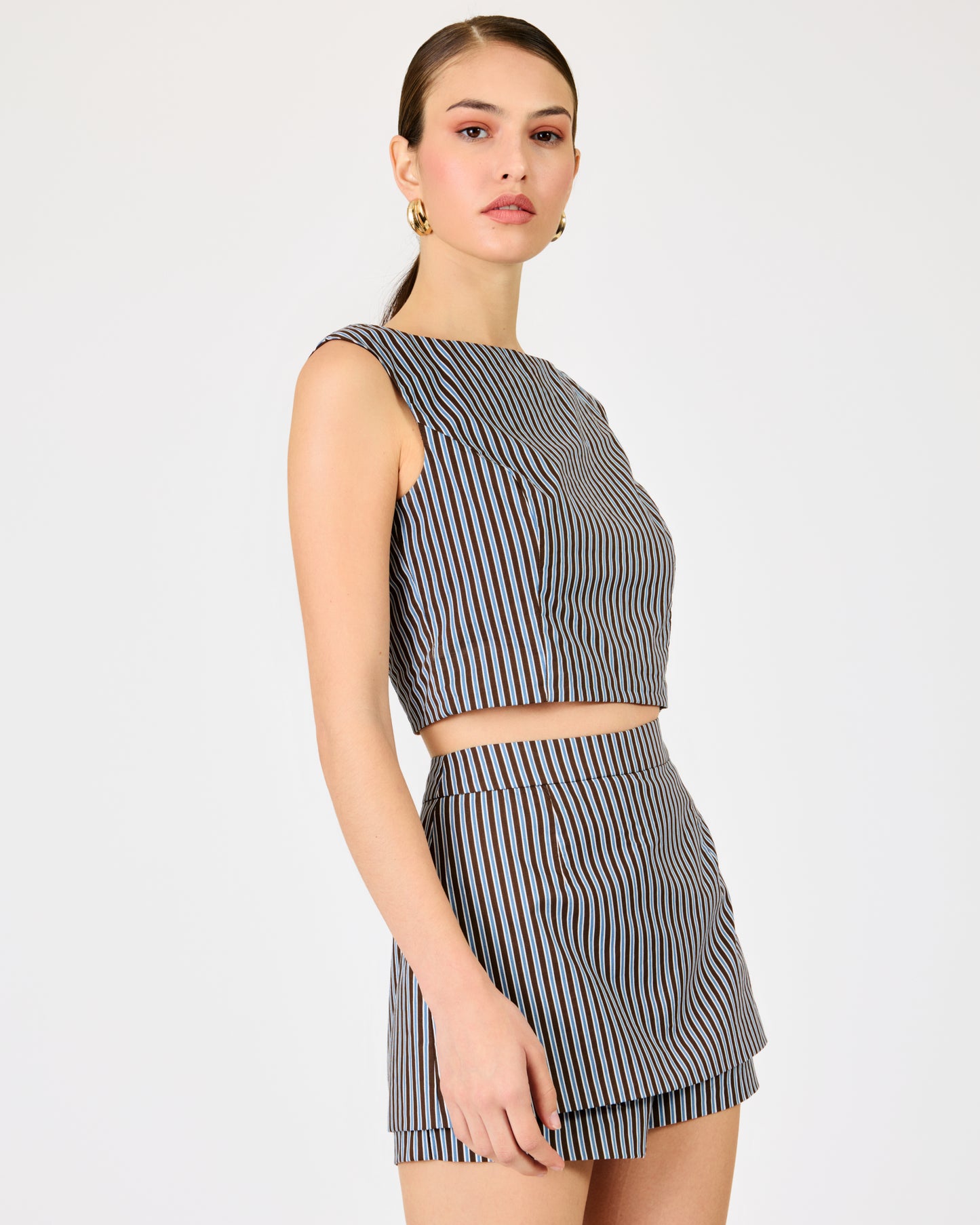 Line & Dot Chandler Top & Skort Set in Brown Multi