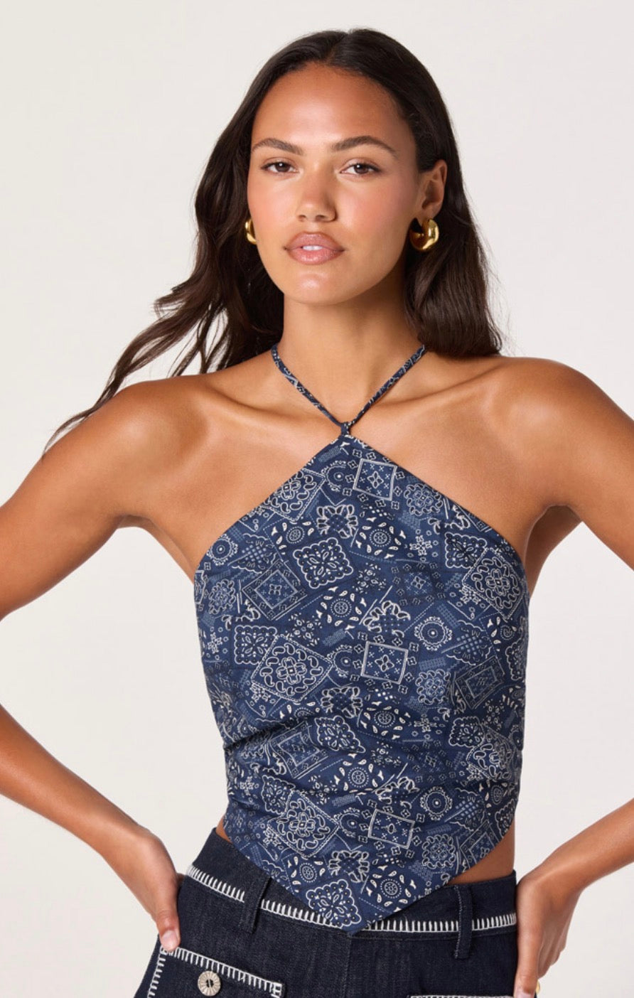 ASTR Shaniya Top in Navy Bandana