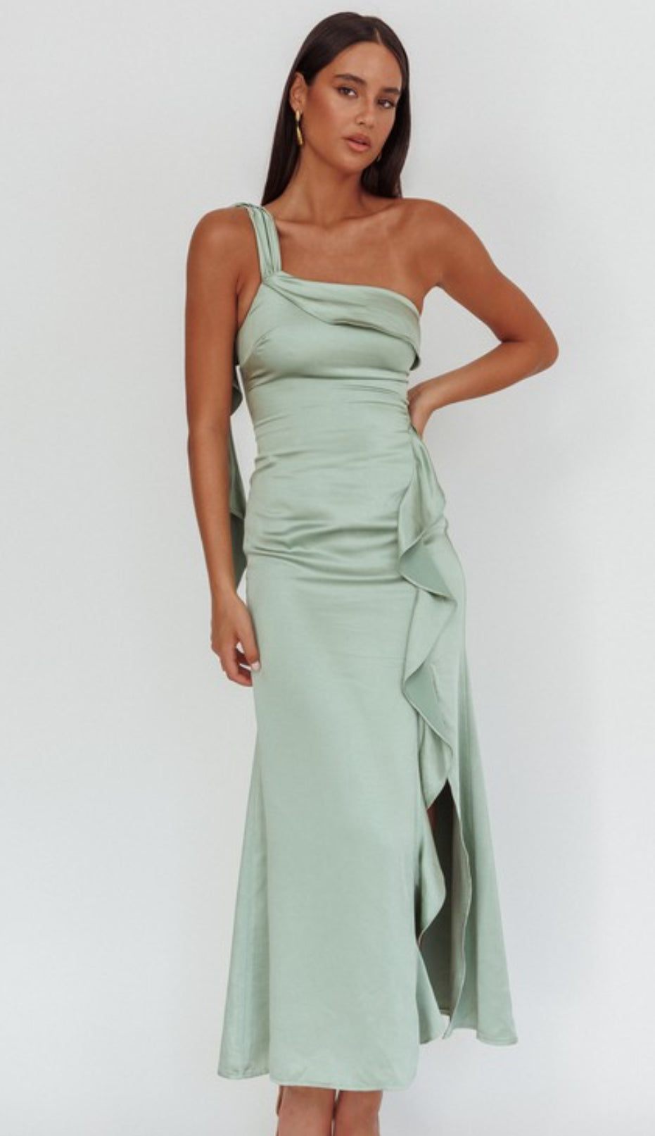 Torres One Shoulder Satin Maxi Dress