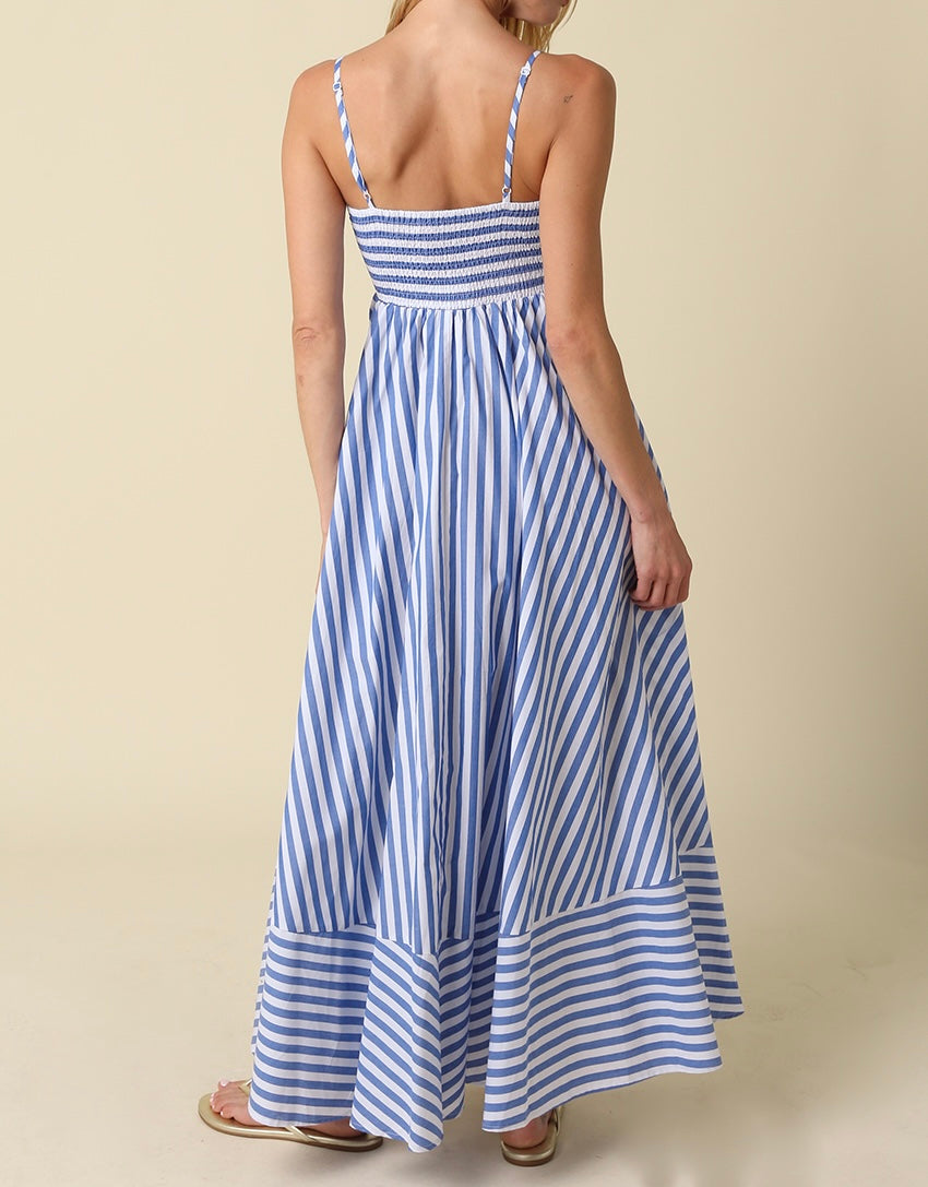 Sabrina Stripe Midi Dress in Blue