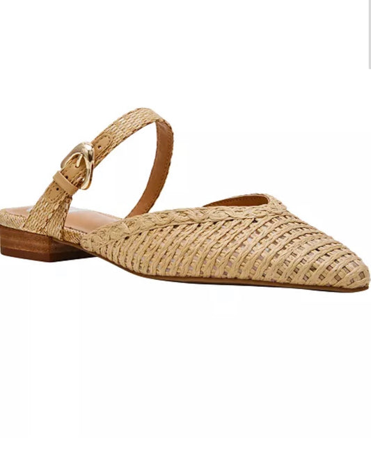 DV Dolce Vita Dominca Woven Buckle Flat Mule in Natural Raffia