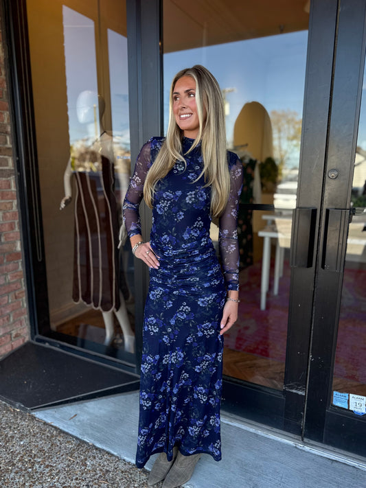 ASTR Romy Dress in Blue Floral