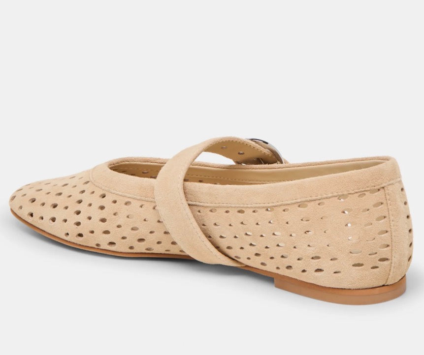 Dolce Vita Mikel Ballet Perforated Suede Flats in Camel
