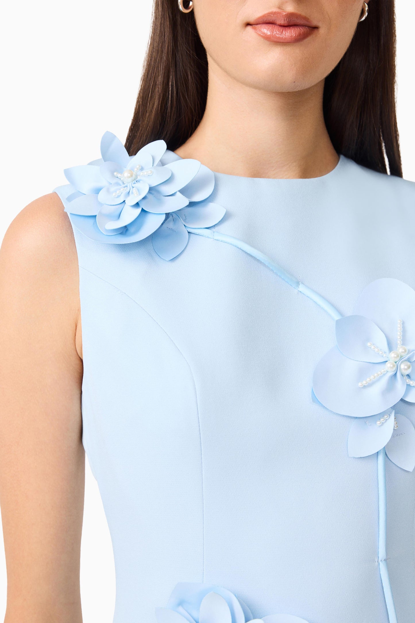 Elliatt Reina 3D Floral Mini Dress in Sky Blue