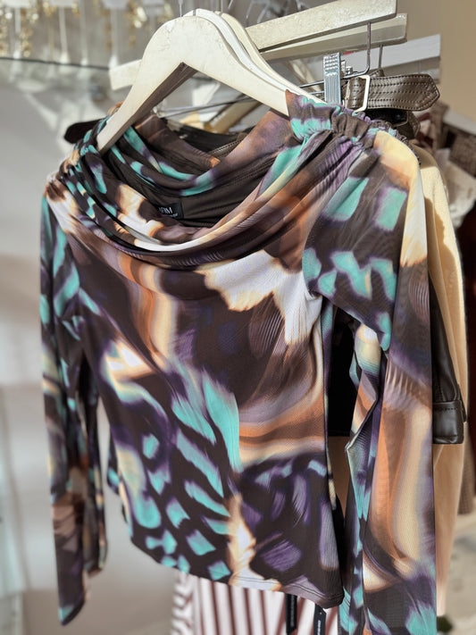 AFRM Barry Asymmetrical Top Feather Swirl