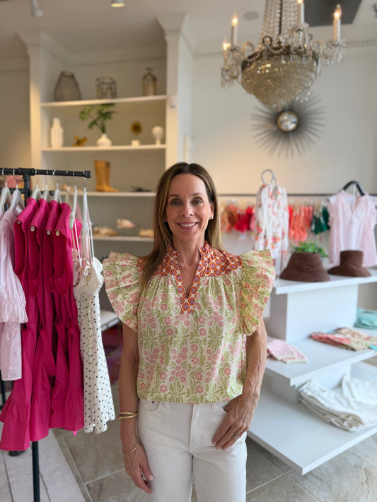 Dillon Floral V Neck Blouse