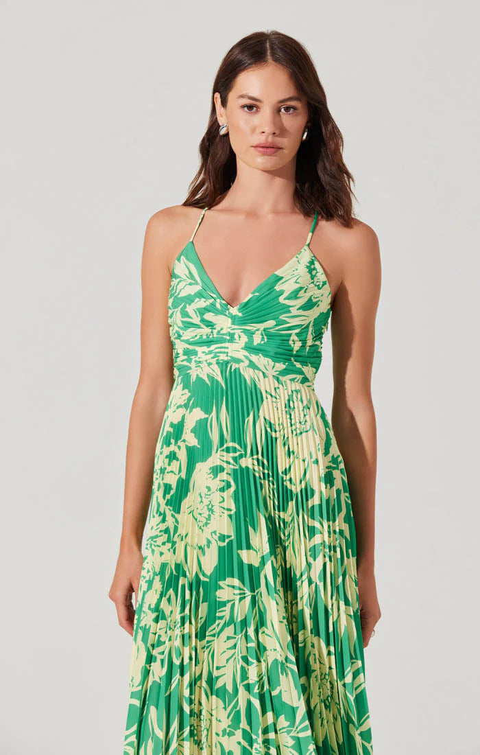 ASTR Blythe Dress in Green Lime Floral