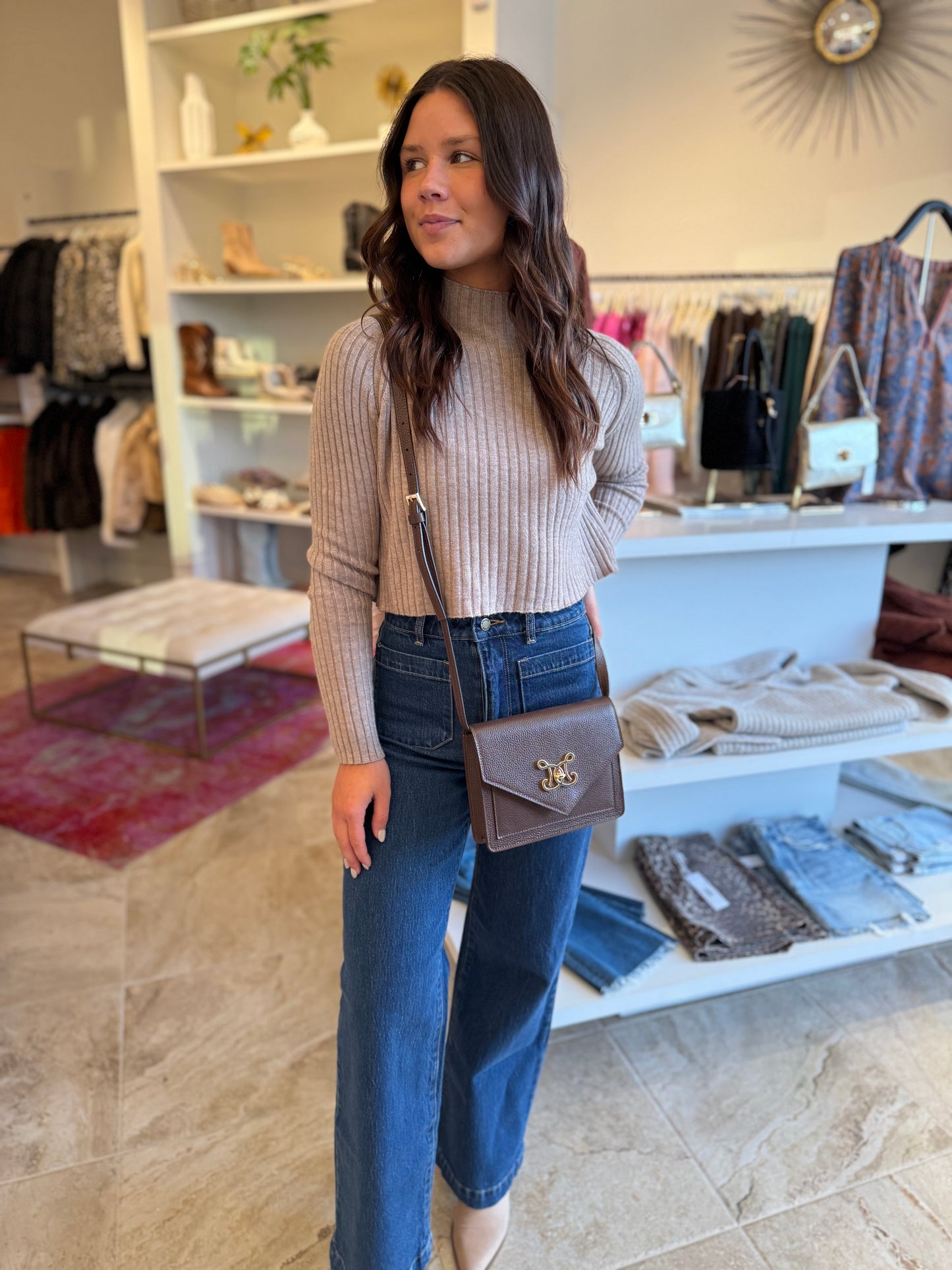 Deluc Randy Crop Sweater in Mink