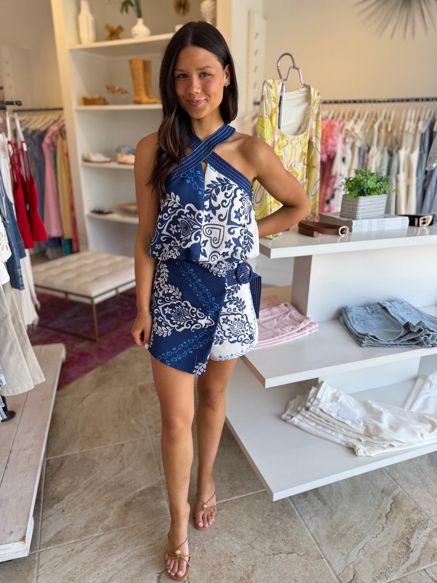 Ciebon Zenia Halter Top & Abigail Wrap Skort in Navy