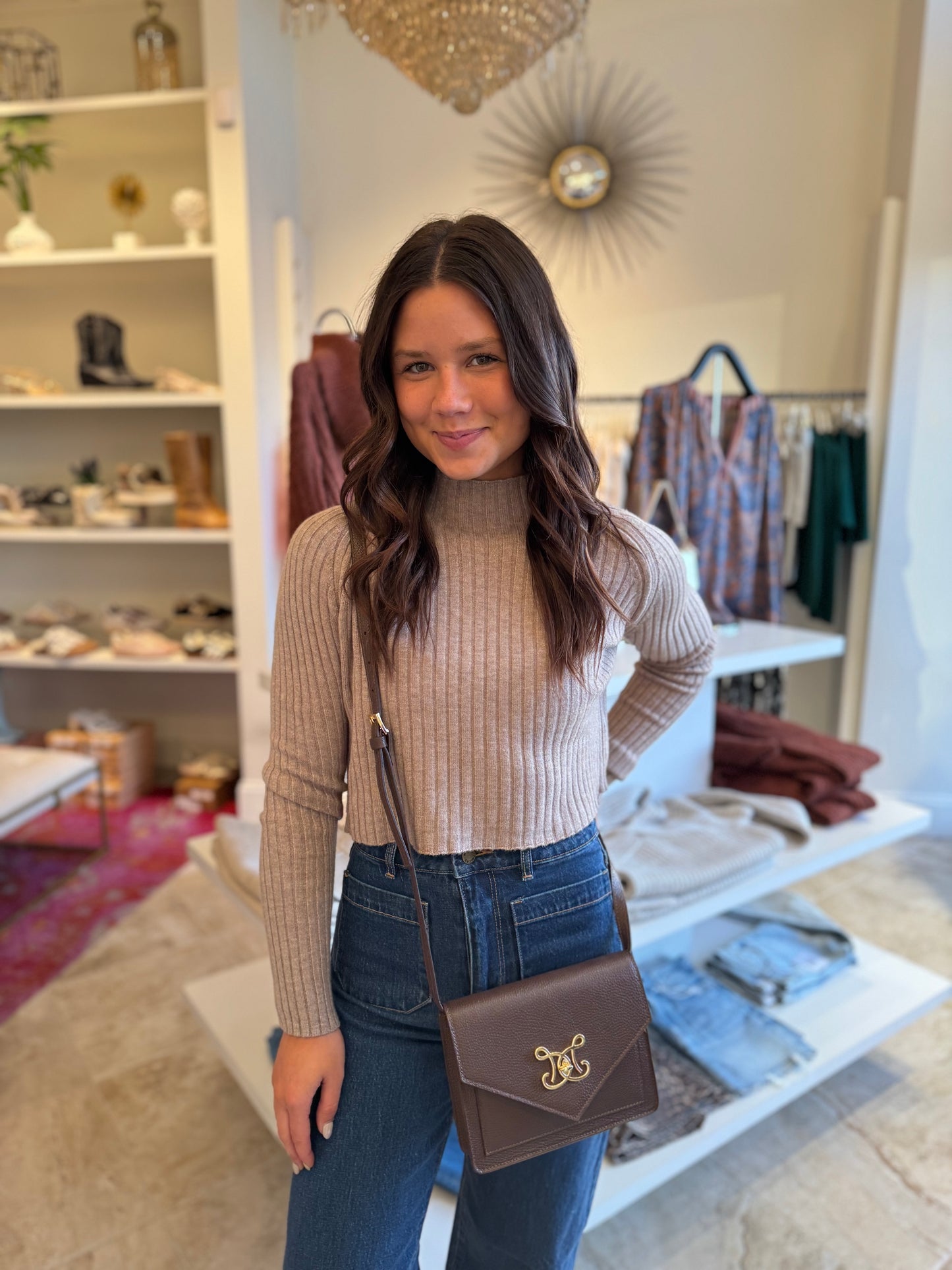 Deluc Randy Crop Sweater in Mink