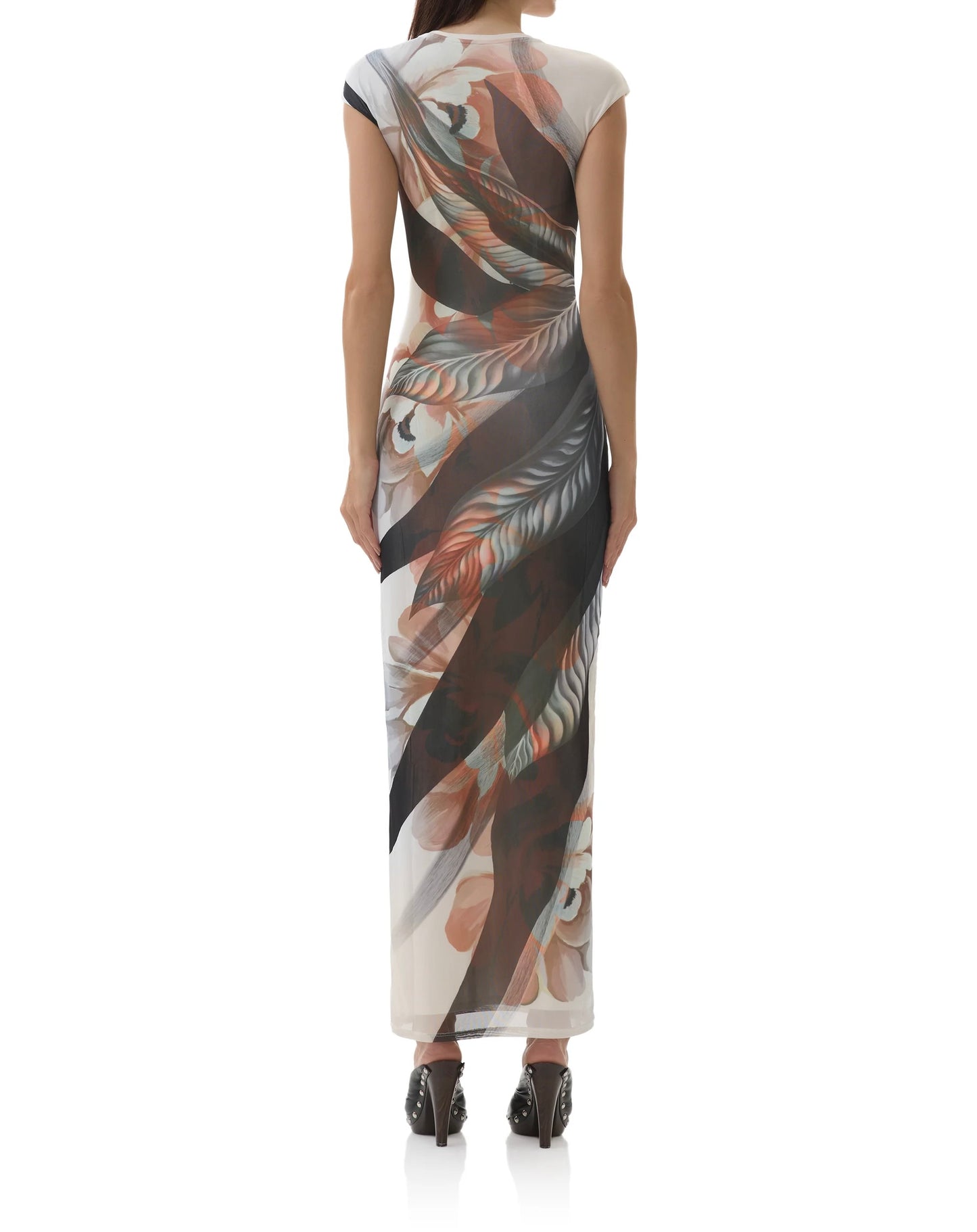 AFRM Cody Crewneck Dress in Noir Leaf