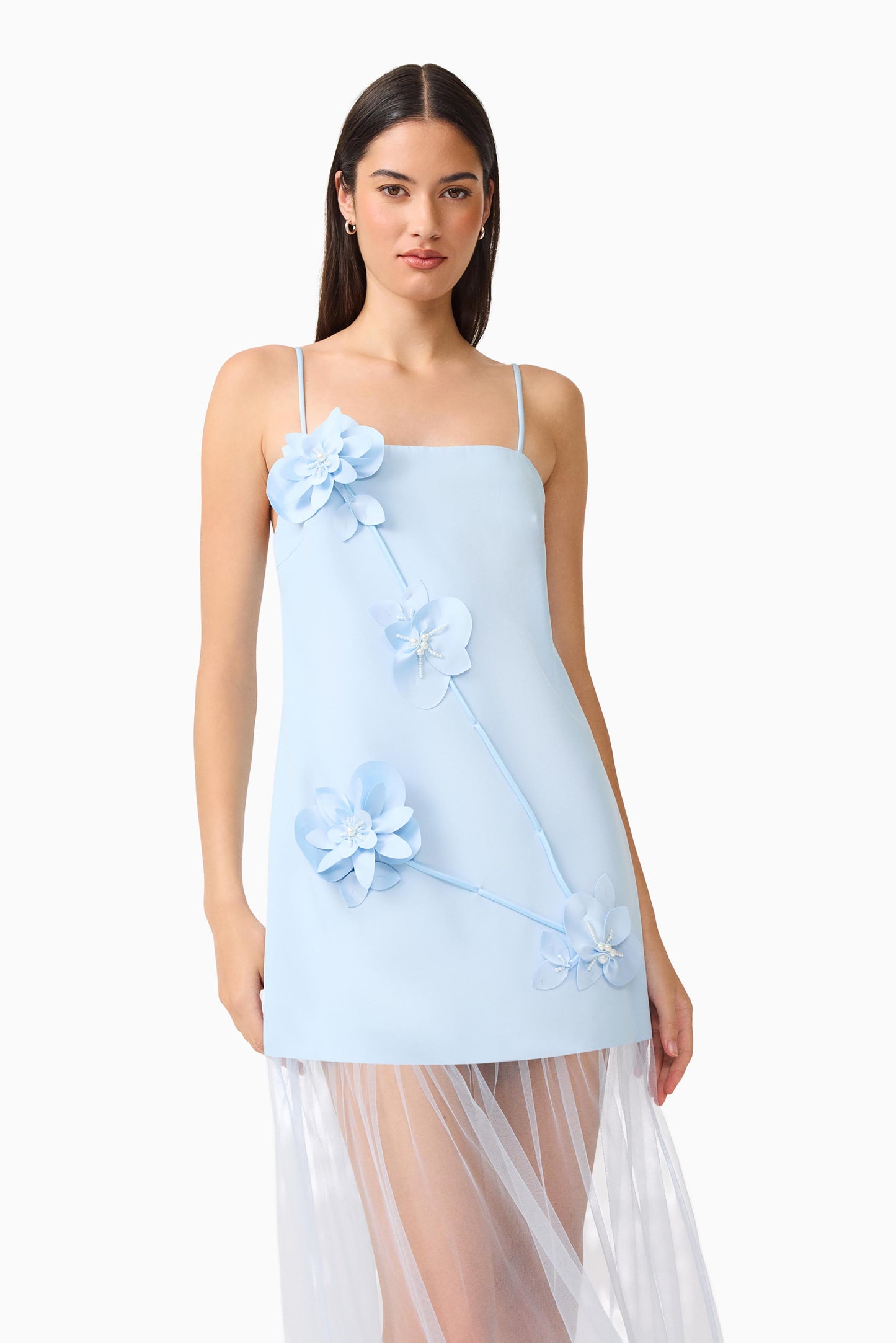Elliatt Reina 3D Floral Gown in Sky Blue