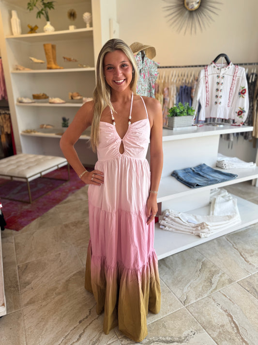 YFB Haisley Poplin Dress in Pink Mauve Tie Dye