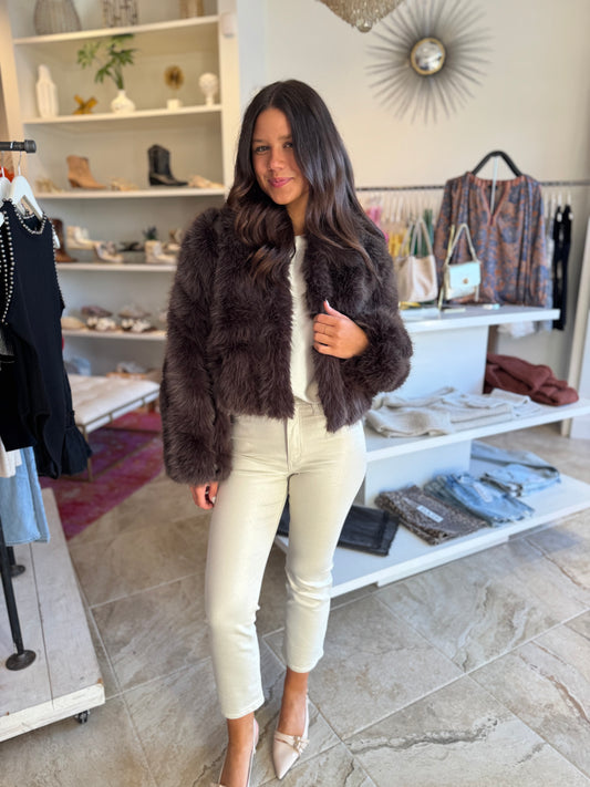 Line & Dot Dax Jacket in Dark Brown