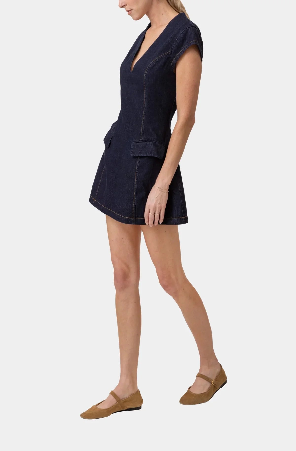 Line & Dot Flavia Mini Dress in Indigo