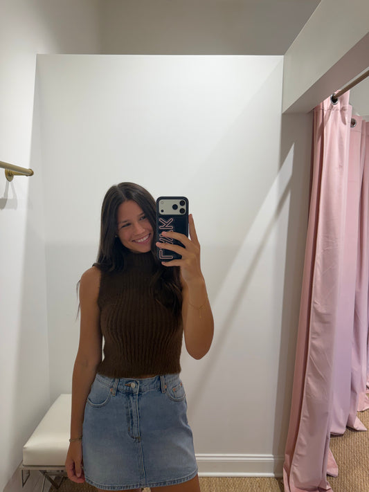 Serena Sleeveless Sweater in Brown