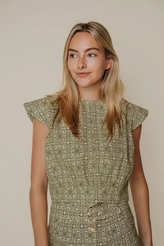 La Roque Faire Blouse in Olive Tile