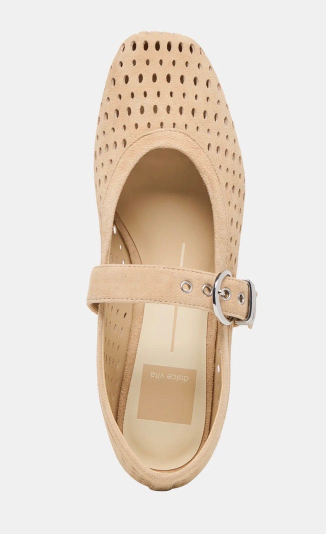 Dolce Vita Mikel Ballet Perforated Suede Flats in Camel