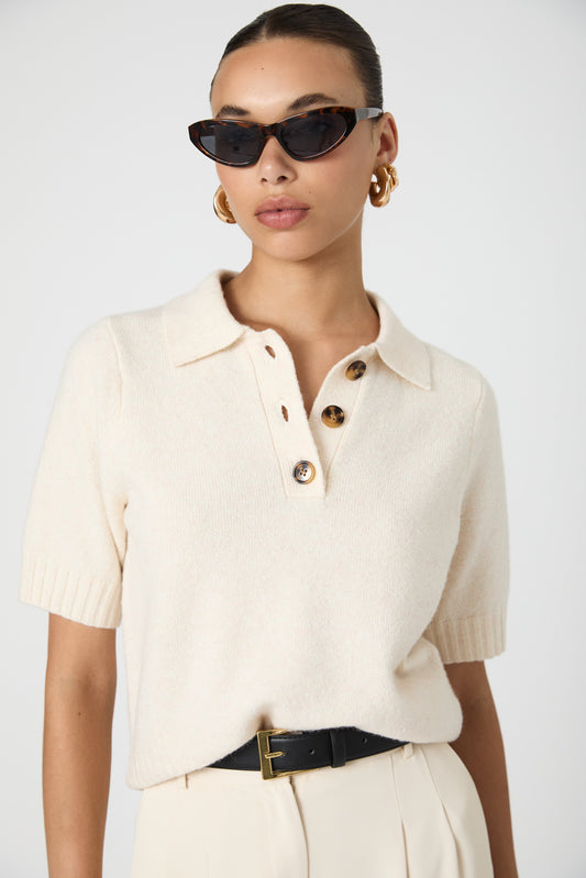 French Connection Vhari Short Sleeve Button Up Jumper