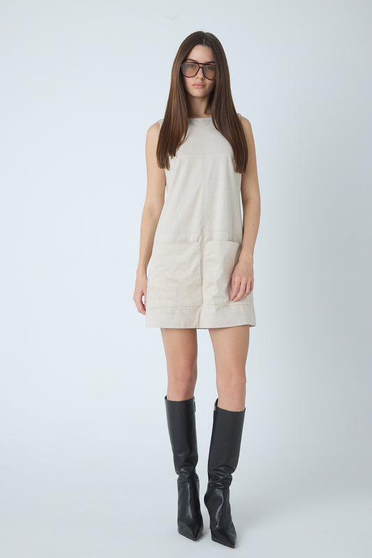 JS71 Kezia Ultra Suede Dress in Beige