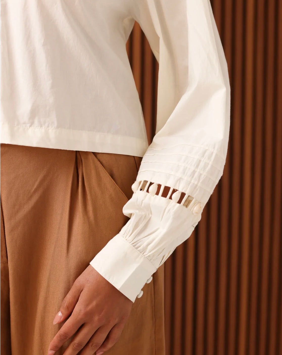 Shore Maren Longsleeve Blouse in Vanilla Shell