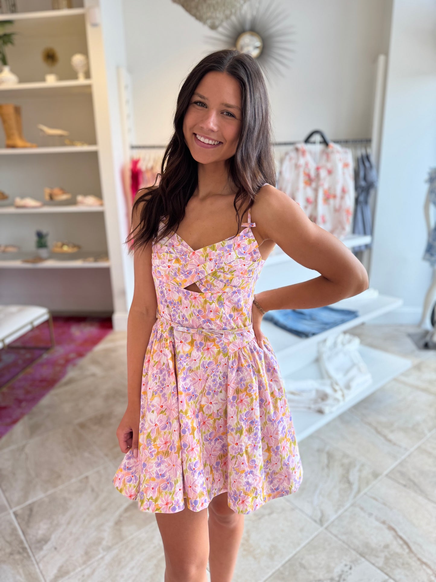 ASTR Isha Dress in Pink Lilac Floral