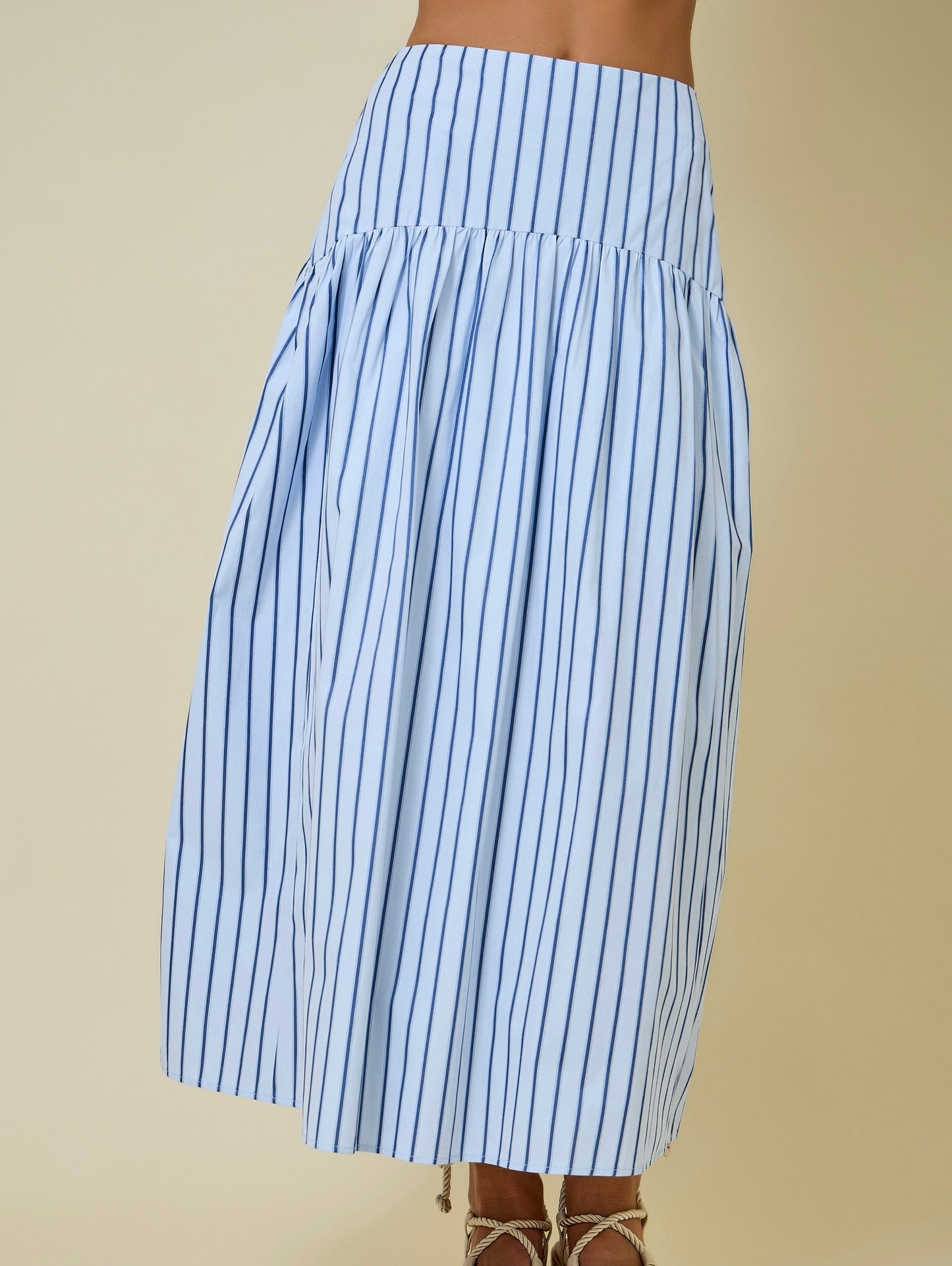 Florence Stripe Top & Skirt Set in Light Blue Navy
