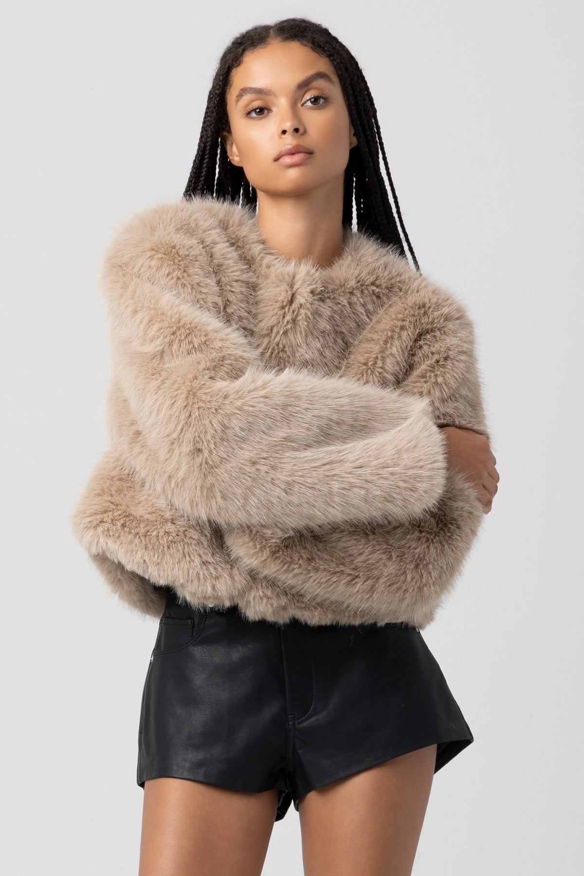 Blank NYC Prime Asset Fur Jacket in Sand