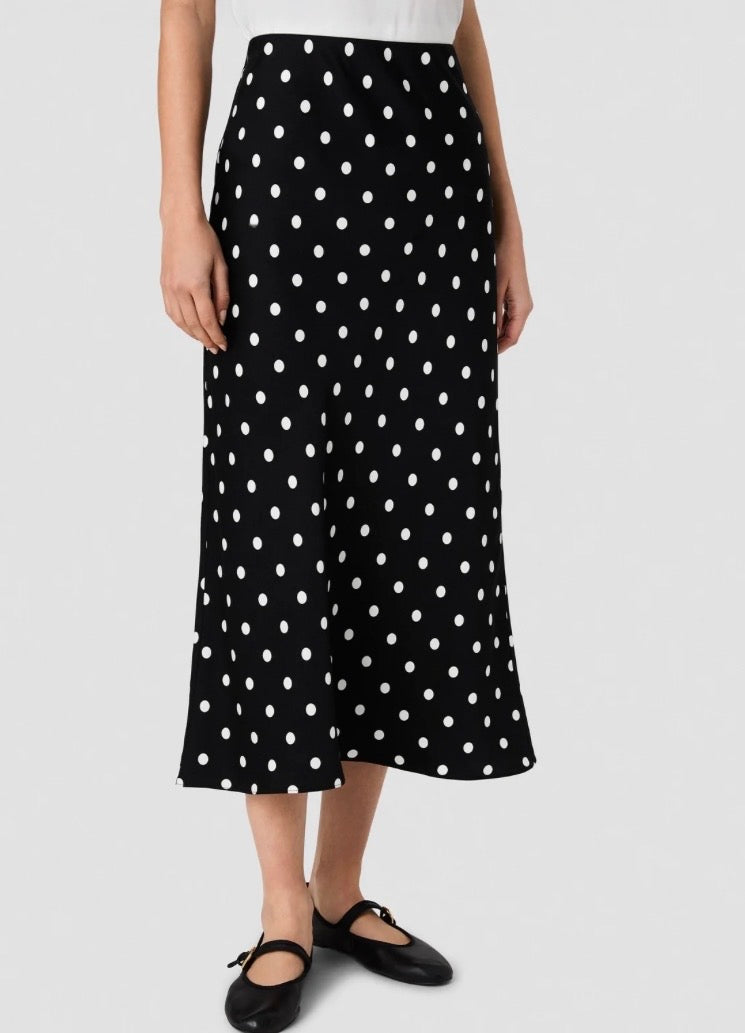 French Connection Ennis Satin Polka Dot Skirt