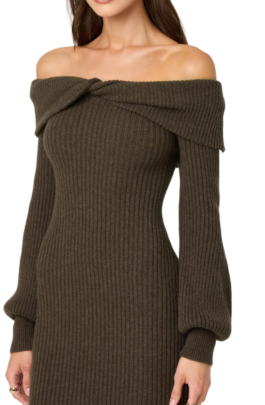 ASTR Tilde Sweater Dress in Walnut