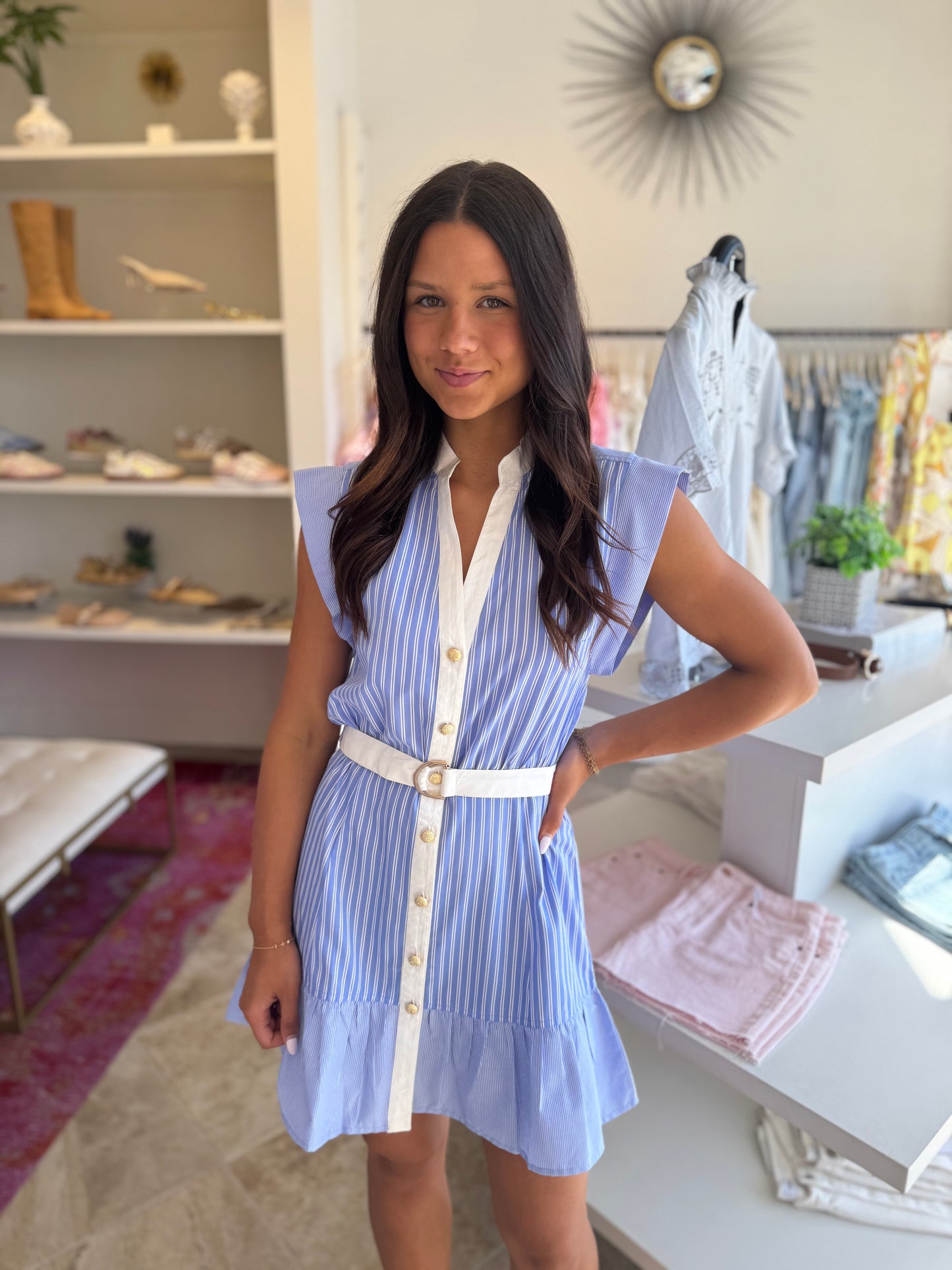 JS71 Sarabella Dress in Blue White Stripe