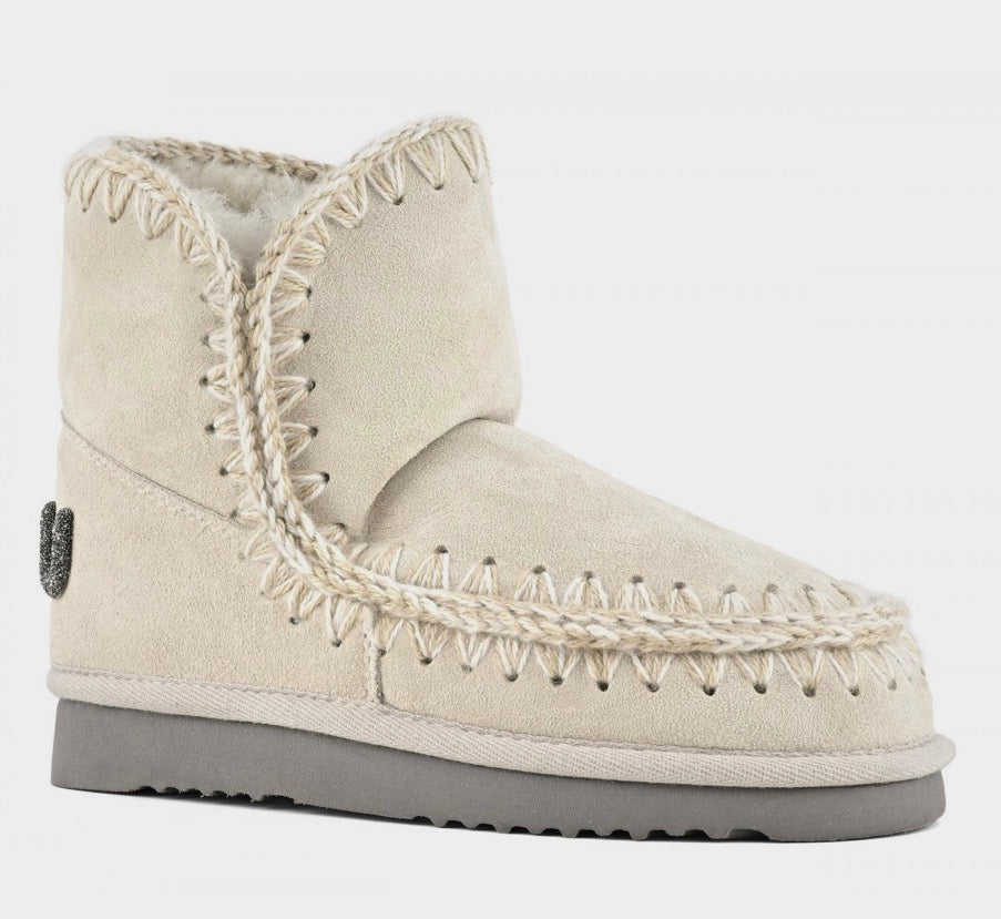 Mou Eskimo 18 Suede Glitter Logo Boot in Chalk