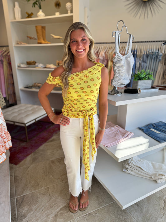 AFRM Sophie Top in Deco Dot