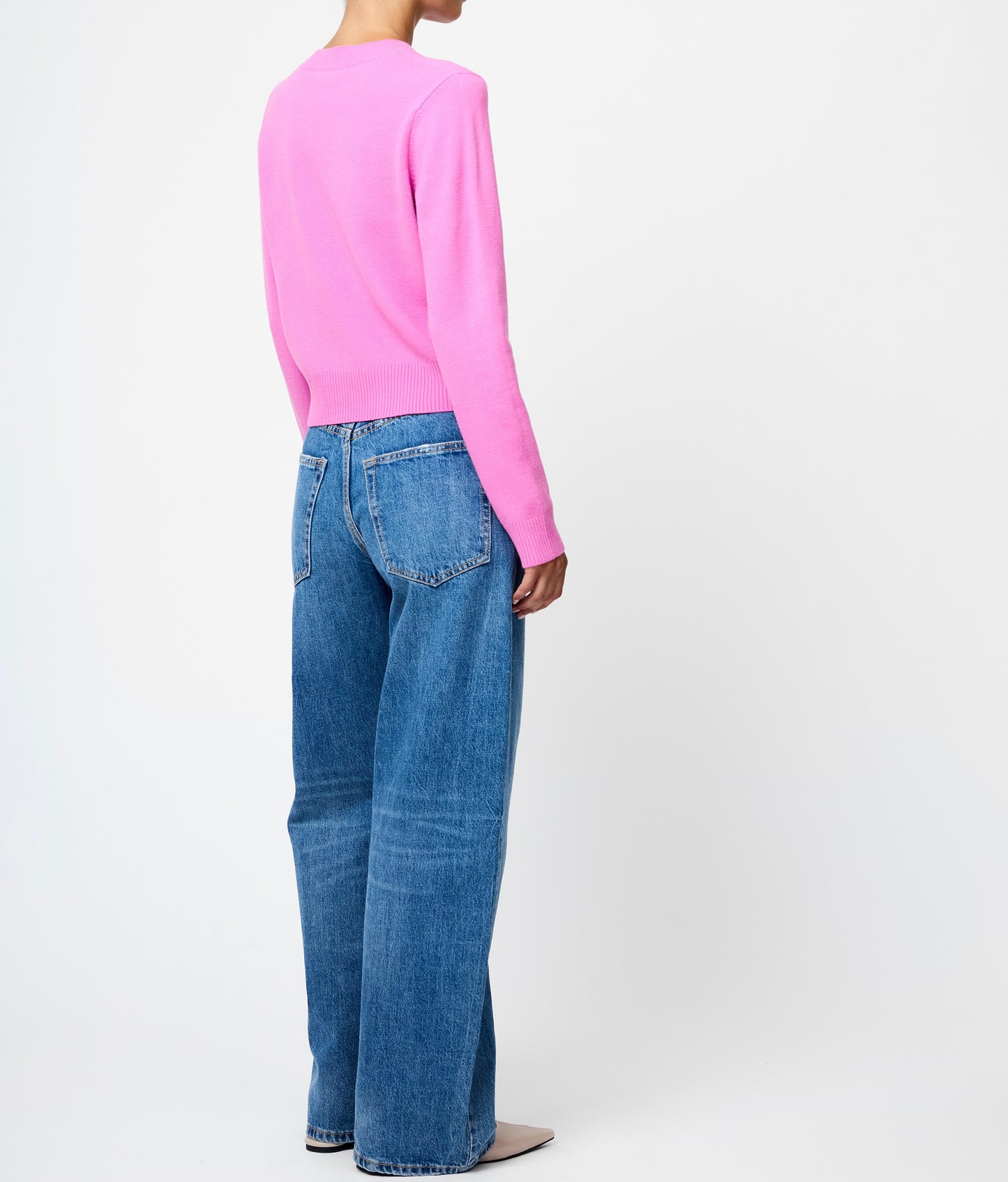 French Connection Babysoft Crewneck Longsleeve Sweater in Taffy Pink