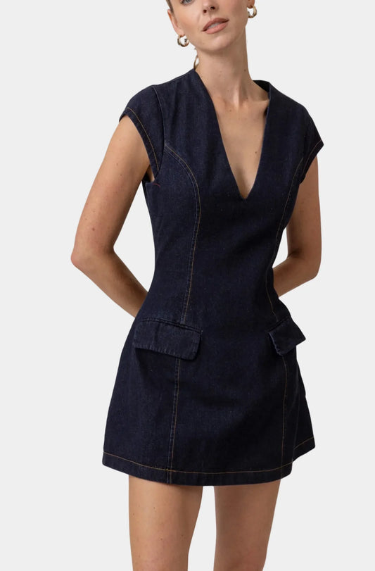 Line & Dot Flavia Mini Dress in Indigo