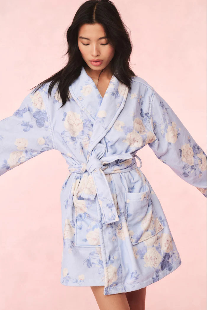 Love Shack Fancy Indie Robe in Whisper Blue
