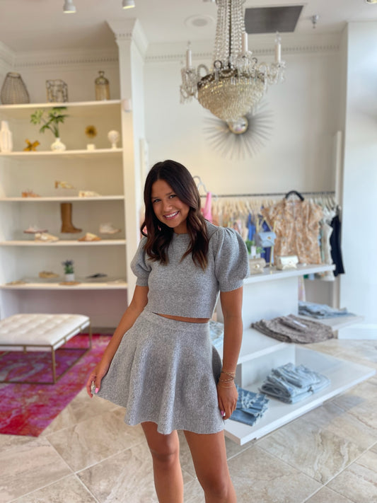 Henley Knit Top & Skirt Set
