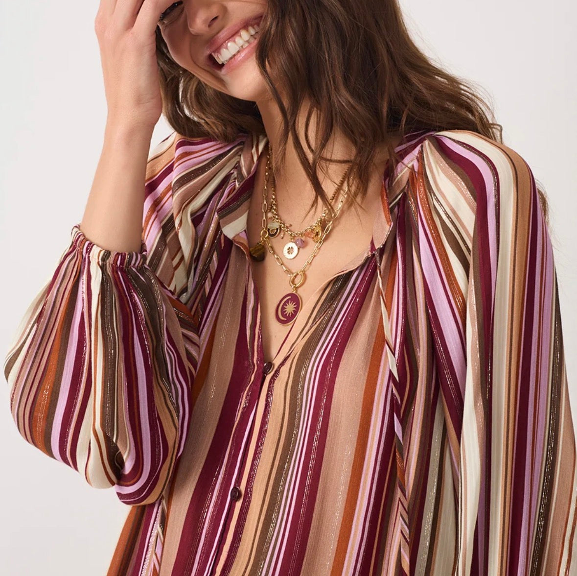 Dress To Lurex Front Ties in Aurora Stripes
