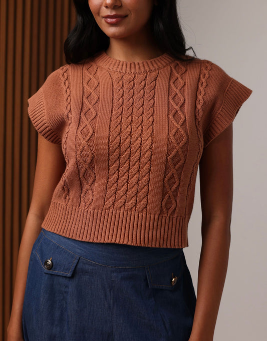 Shore Veronica Sweater Vest in Sandy Bronze