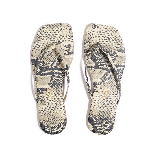Tkees Square Toe Exotics Sandal in Sandsnake