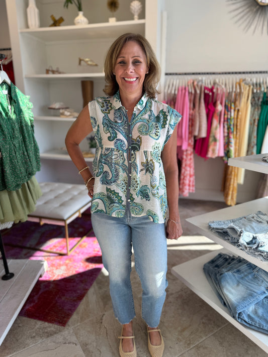 Glenda Print Top