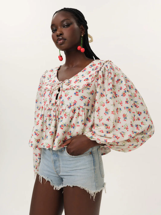 For Love & Lemons Cherry Mae Top in Cream