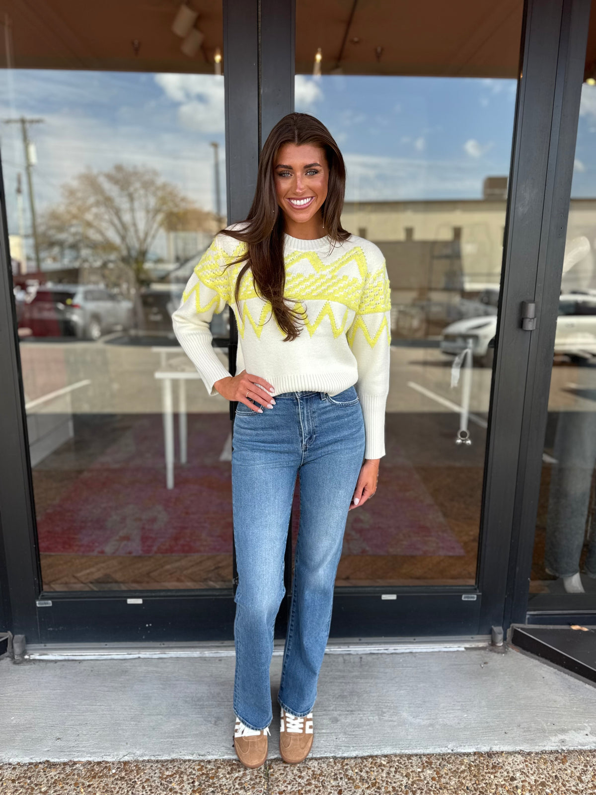 Deluc UFO Sweater in Ecru With Yellow