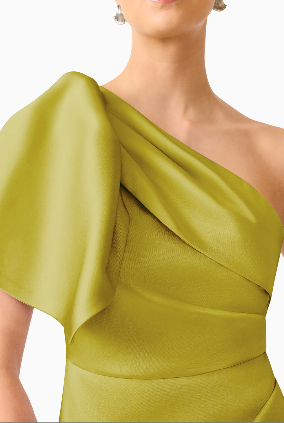 Elliatt Camellin Asymmetric Mini Dress in Khaki Green