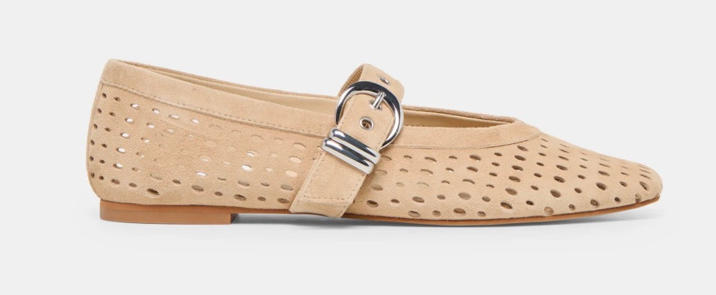 Dolce Vita Mikel Ballet Perforated Suede Flats in Camel