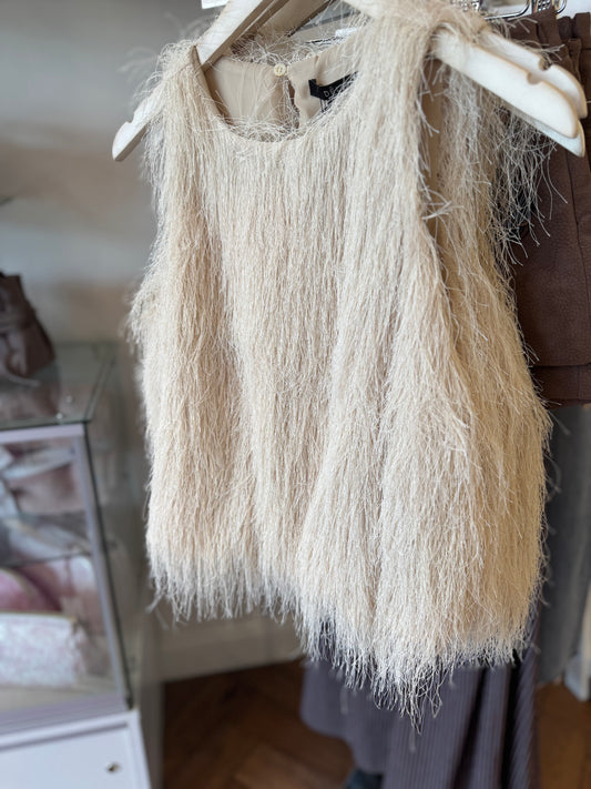 Deluc Kula Furry Top in Ecru