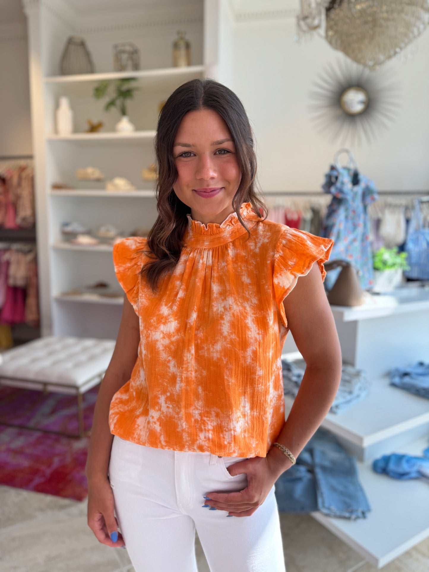 Knox Tie Dye Ruffle Blouse