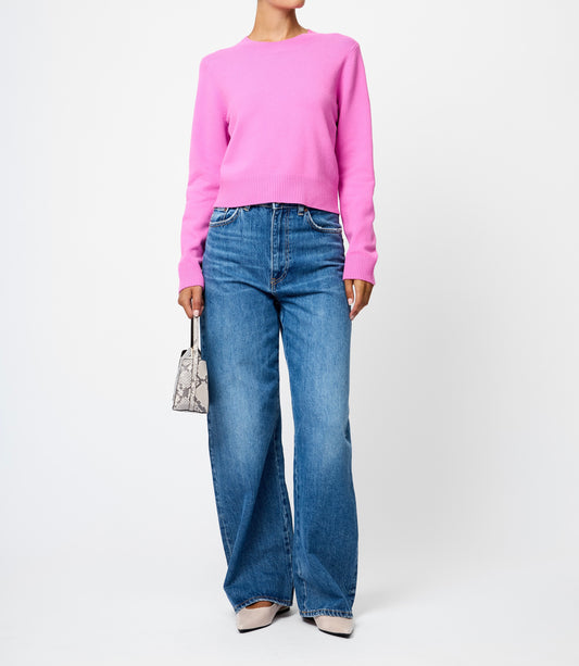 French Connection Babysoft Crewneck Longsleeve Sweater in Taffy Pink