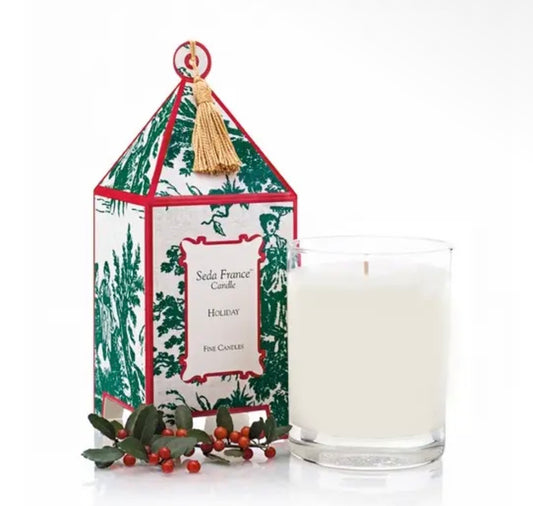 Seda France Holiday Classic Toile Pagoda Box Candle