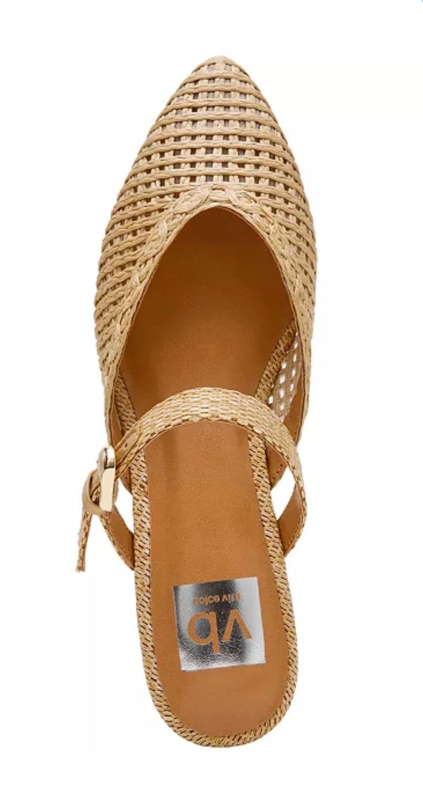 DV Dolce Vita Dominca Woven Buckle Flat Mule in Natural Raffia